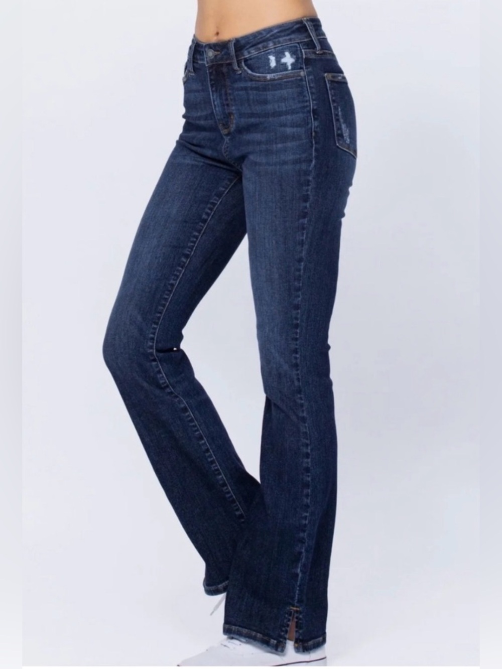 Judy Blue Slim Bootcut Slit Hem Dark Wash High Rise Stretch Denim Jean Size 30
